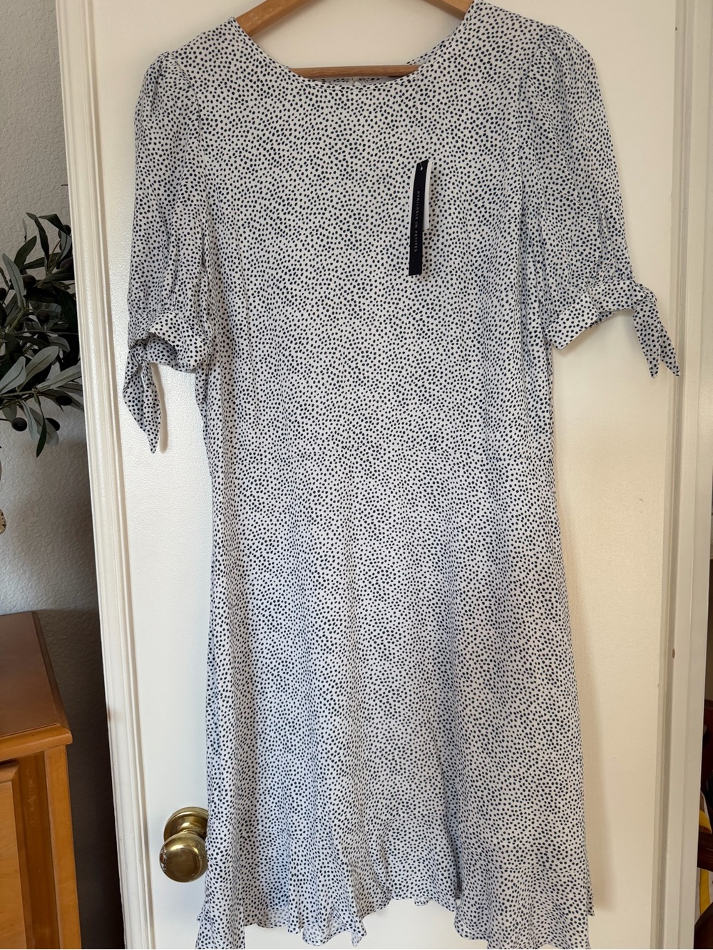 NWT Banana Republic White and Black Polka Dot Midi Dress - Women's Size 12